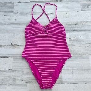 LUCKY BRAND Womens One-piece Suit Womens Large Pink White Swimsuit‎ Beach Resort